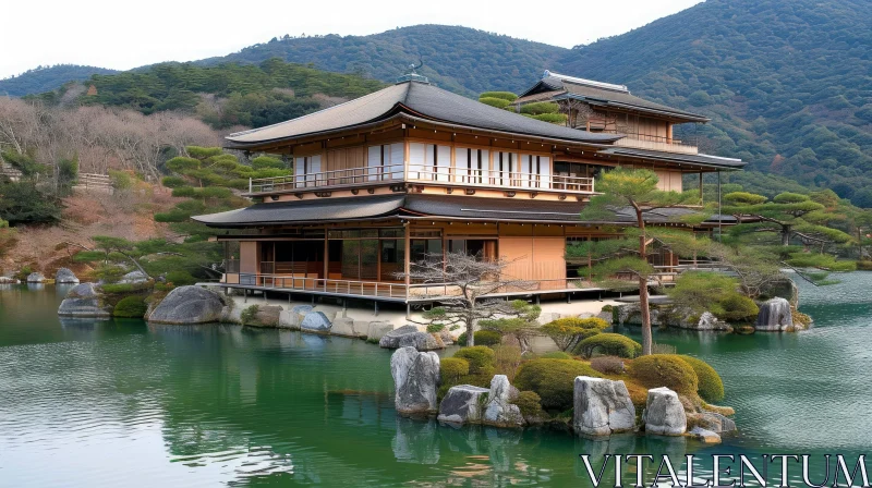 Traditional Japanese House in Zen Garden: A Serene Retreat AI Image