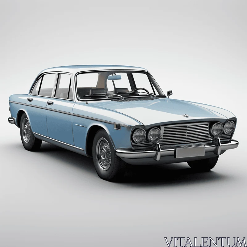 Vintage Blue Car on Grey Background | Classic Historical Genre Scenes AI Image