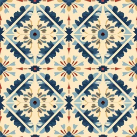 Blue and White Ceramic Tiles Floral Pattern