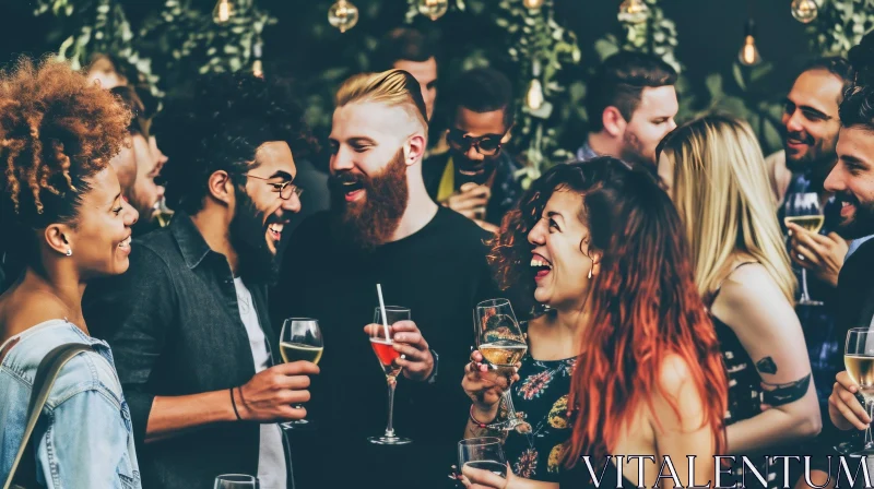 Capturing Joy: A Vibrant Gathering of Friends at a Lively Party AI Image