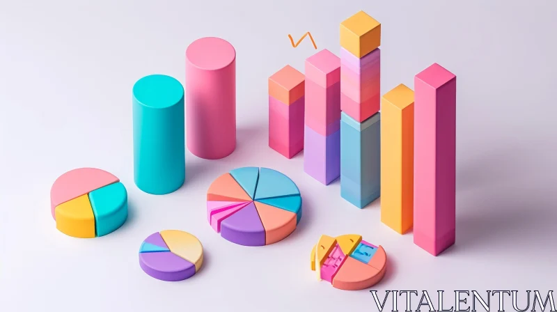 Colorful 3D Illustration of Charts and Graphs for Business and Financial Contexts AI Image