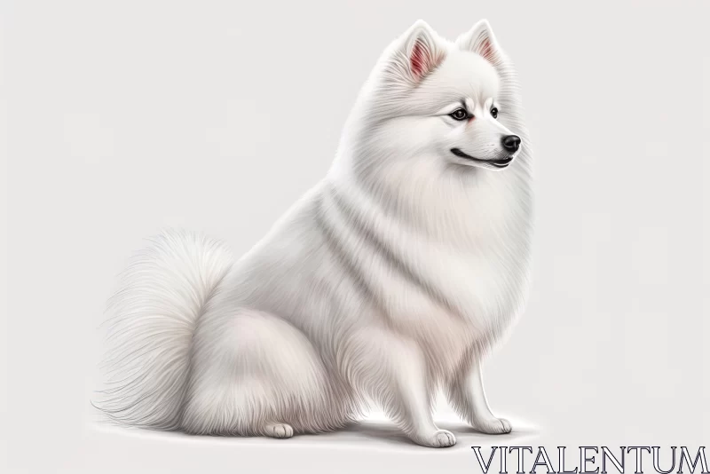 Hyper-realistic White Dog Illustration with Detailed Character Design AI Image