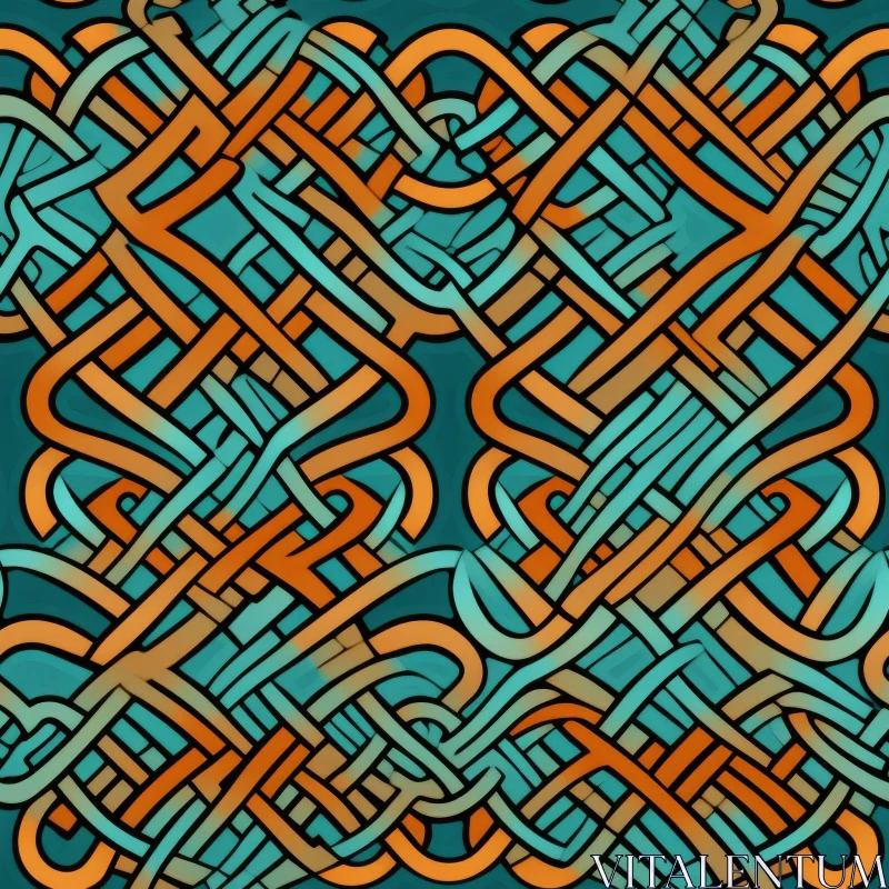 Intricate Celtic Knots Pattern on Dark Blue Background AI Image