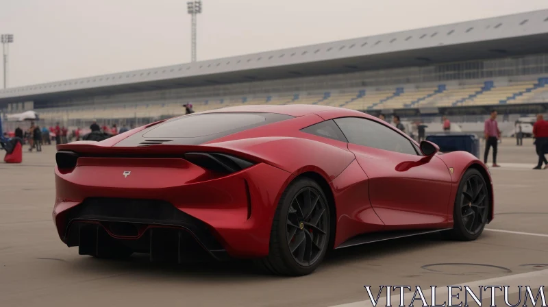 AI ART Red Sports Car on Race Track - Speed and Elegance