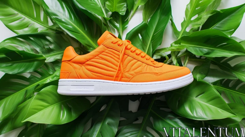 Stylish Orange Sneakers with Unique Wave Pattern AI Image