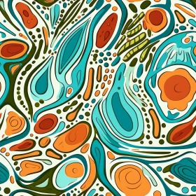 Abstract Organic Shapes Pattern - Blue, Green, Orange, White