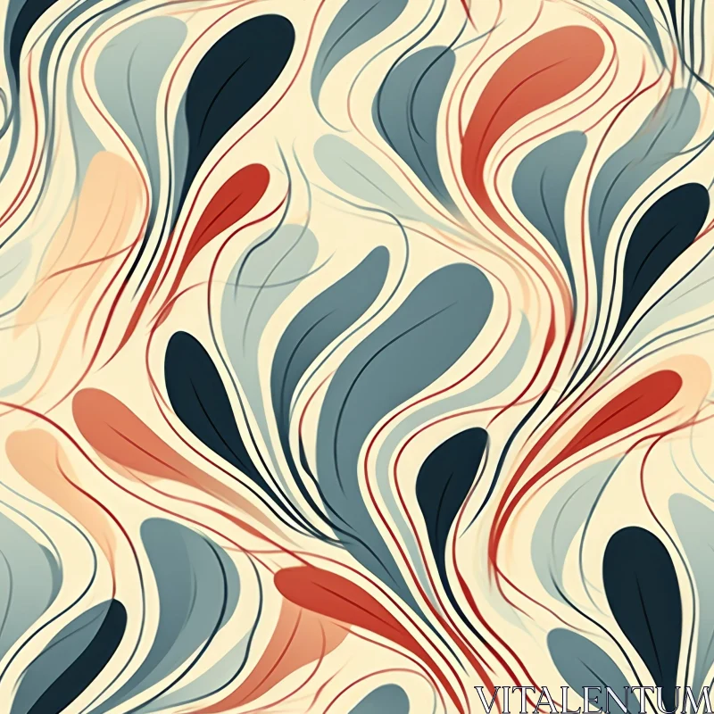Abstract Watercolor Leaves Pattern - Earth-Toned Colors AI Image