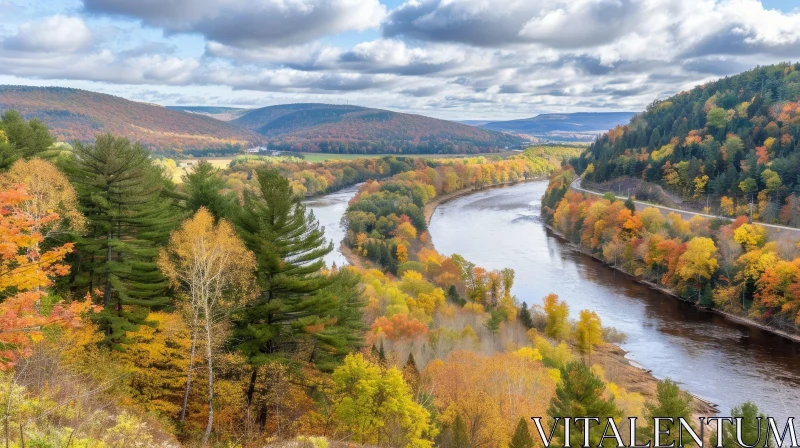 Autumn River Landscape Photography AI Image