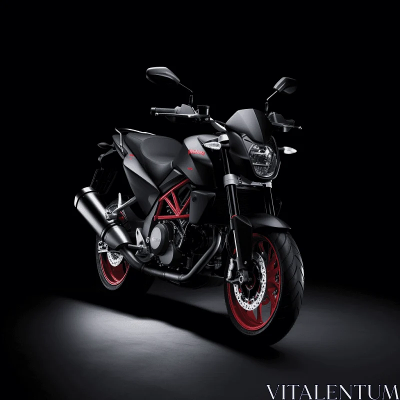 Black and Red Motorcycle on Dark Background | Artistic Composition AI Image