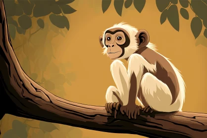 Captivating Monkey on Tree Branch - Speedpainting Style