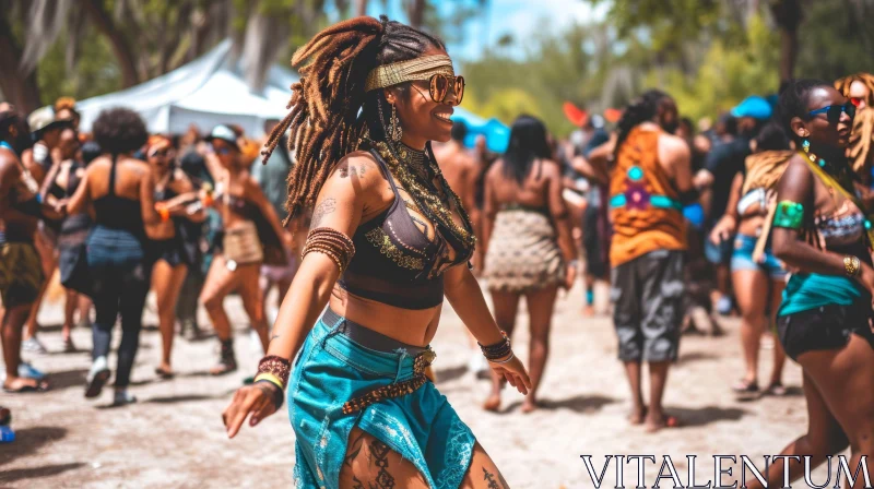 Joyful Woman Dancing at Festival | Vibrant Celebration AI Image