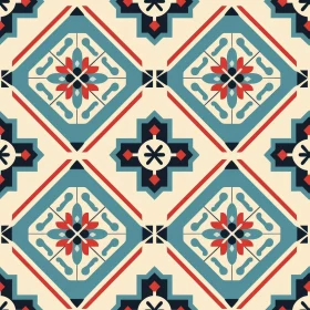 Moorish Blue Red White Moroccan Tile Pattern