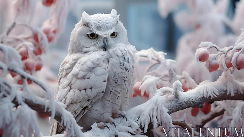 Snowy Owl Photography: Majestic Wildlife in Winter Scene AI Image