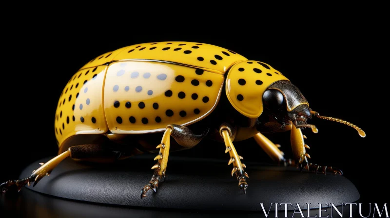 AI ART Yellow Beetle 3D Rendering - Detailed Insect Art
