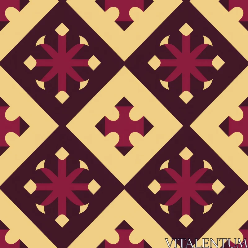 Celtic Knots Seamless Pattern - Red and Yellow Quatrefoils AI Image