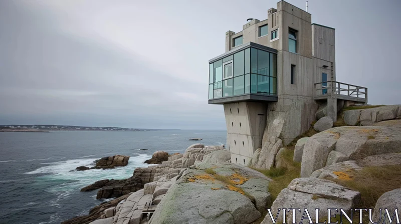 AI ART Contemporary House on Rocky Coast | Oceanfront Residence