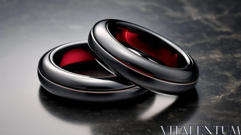 Elegant Wedding Rings on Dark Marble | Symbol of Love & Commitment AI Image