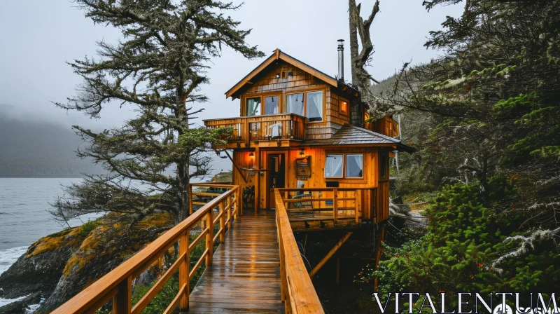 Enchanting Treehouse on a Wooden Platform | Serene Lake View AI Image