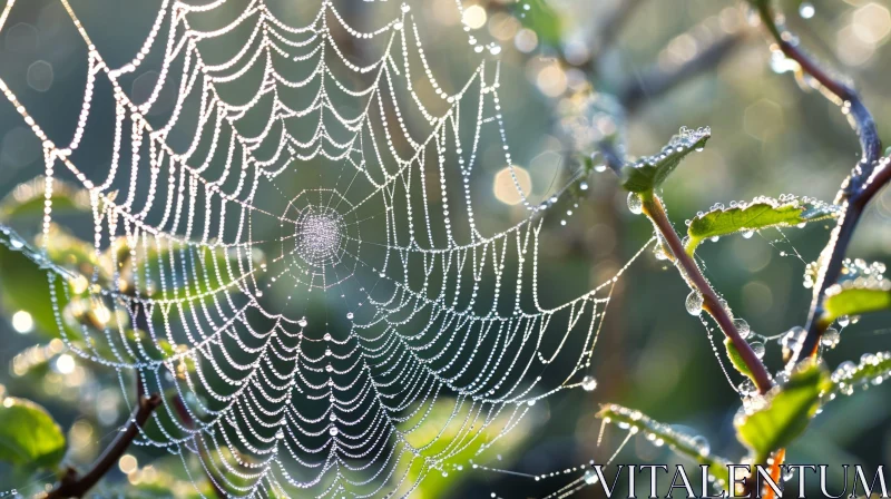 AI ART Intricate Spider Web with Morning Dew | Nature Photography
