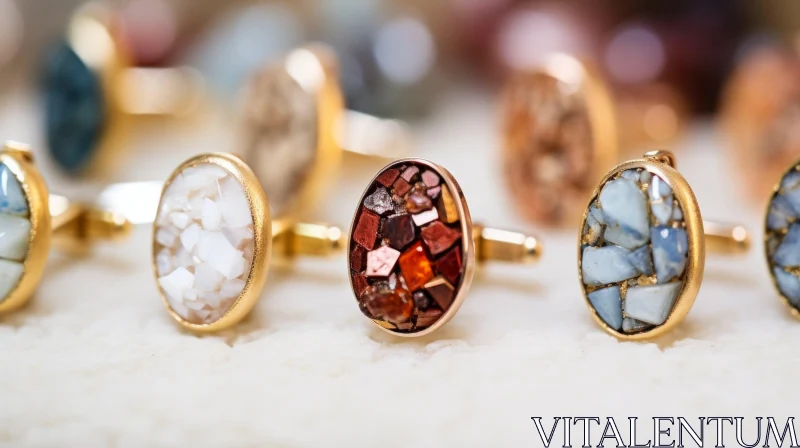 Luxurious Gold Cufflinks with Colorful Gemstones AI Image