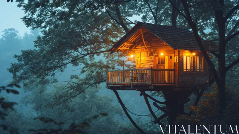 Majestic Treehouse in the Forest | Enchanting Wooden Retreat AI Image
