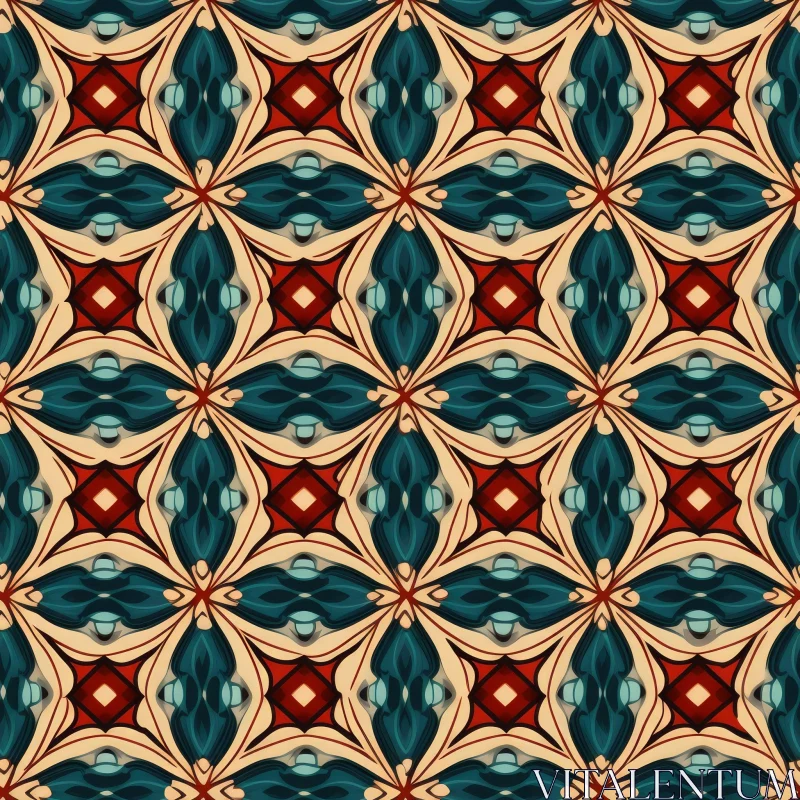 AI ART Multicolored Floral Pattern - Traditional Moroccan Tilework Design