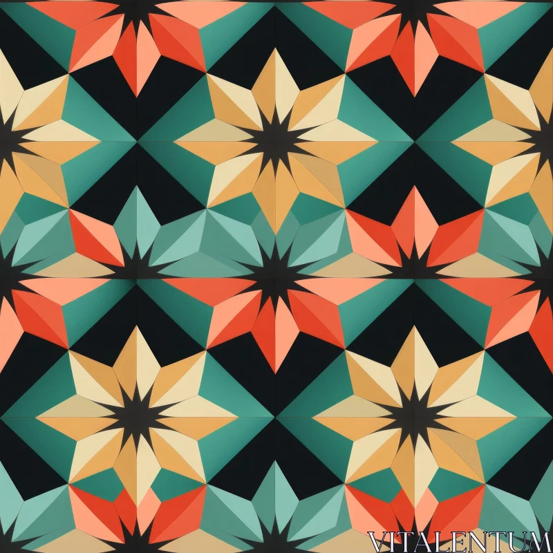 Multicolored Stars Seamless Pattern | Traditional Moroccan Tilework AI Image