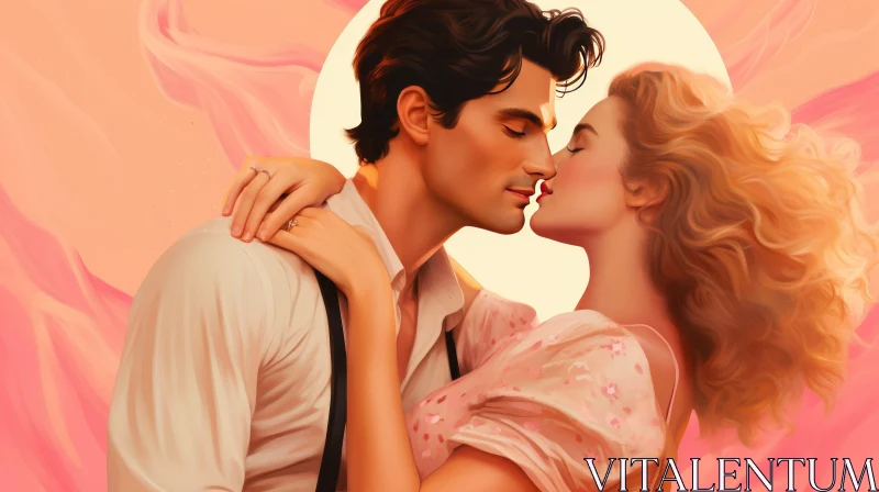 Passionate Kiss Painting - Romantic Couple Artwork AI Image