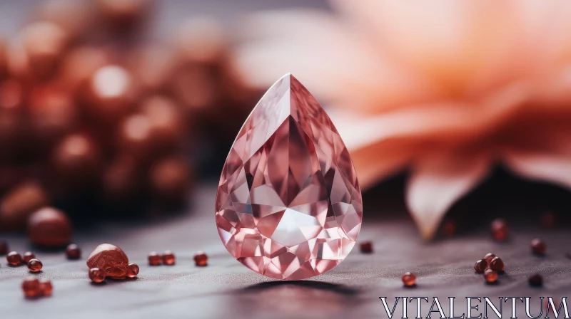 Pink Gemstone on Dark Gray Surface AI Image