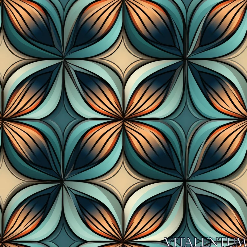 Symmetrical 3D Flower Petals Seamless Pattern AI Image