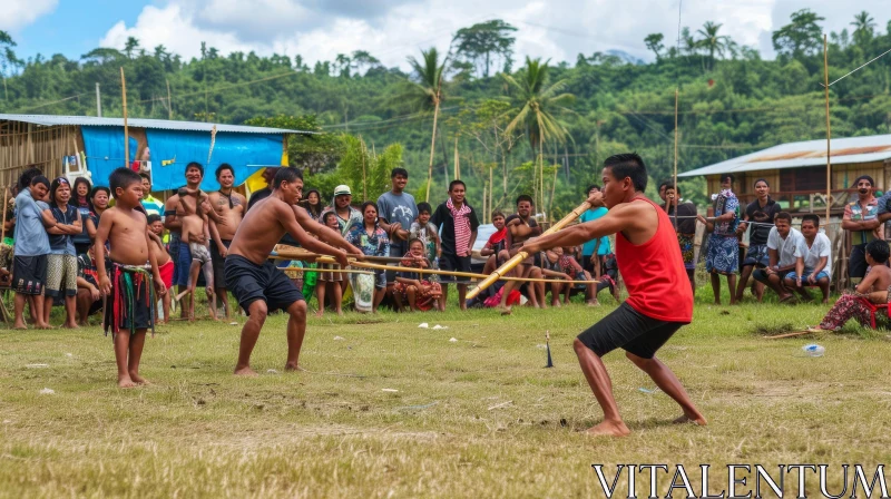 Traditional Stick-Fighting Competition Among Indigenous People AI Image