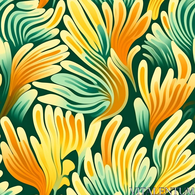 AI ART Abstract Floral Seamless Pattern in Gradient Colors