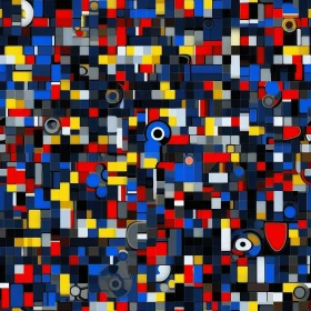 Colorful Abstract Painting with Geometric Composition