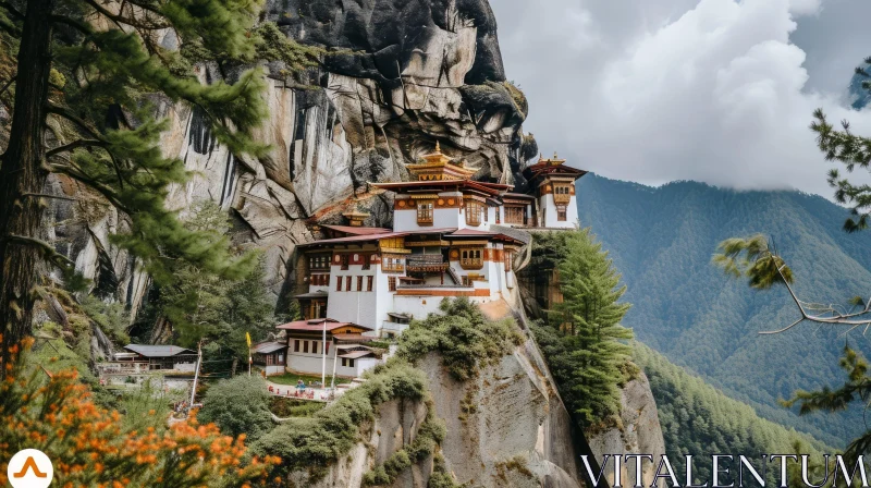 Discover the Enchanting Monastery on a Cliff in the Himalayas AI Image