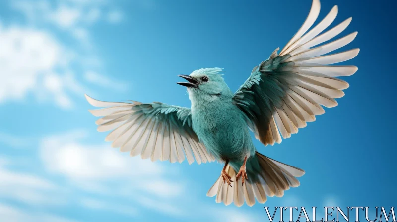 Graceful Bluebird Flight in Serene Sky AI Image