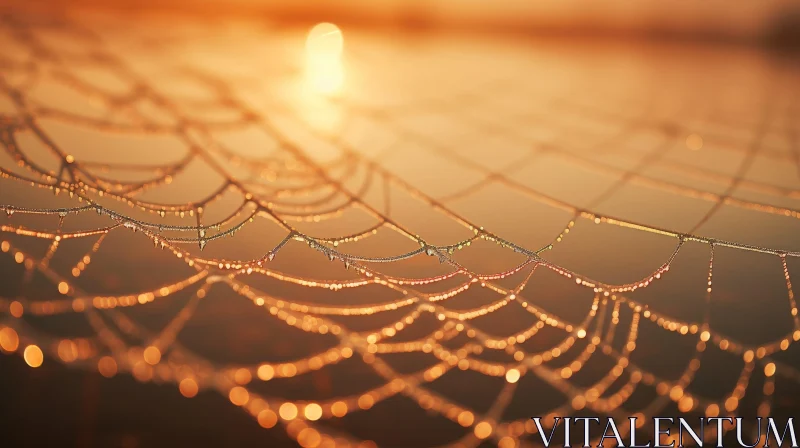 Morning Dew Spider Web in Nature AI Image