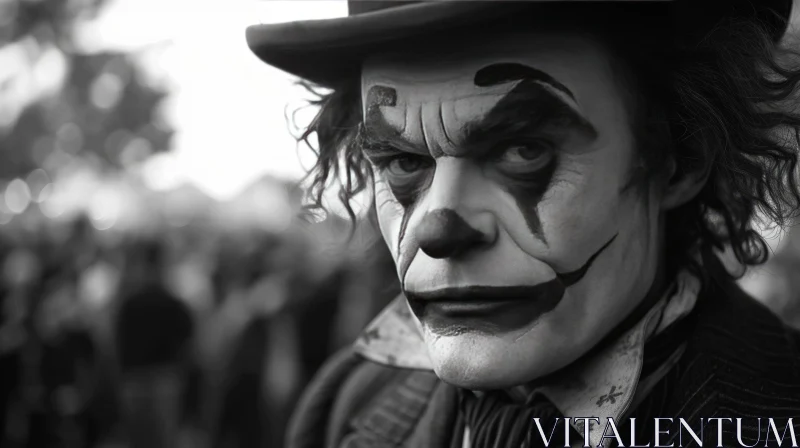 Mysterious Clown Mask and Top Hat - Intense Portrait Photography AI Image
