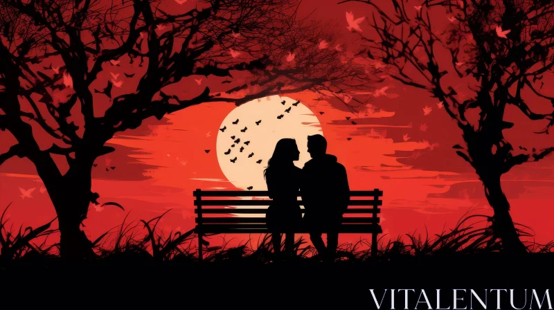 AI ART Romantic Couple Digital Painting Under Tree