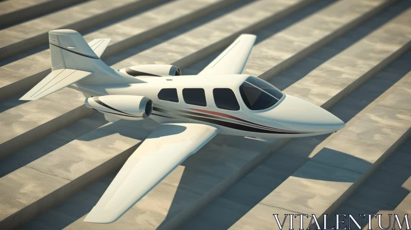AI ART White Private Jet on Runway | Striped Body and Wings