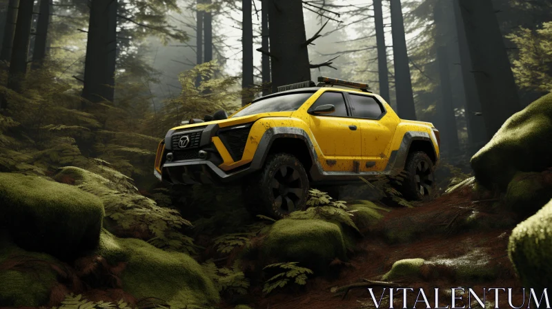 Yellow Off-Road Monster Truck in the Forest | Hyper-Realistic Sci-Fi Art AI Image