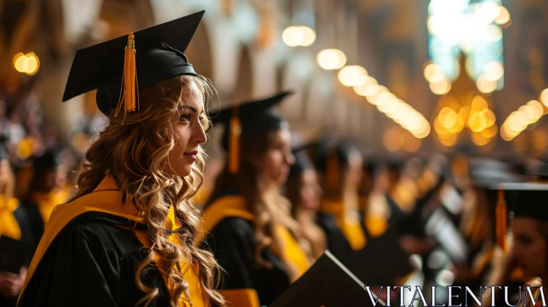 Young Woman in Graduation Gown | Smiling Graduate AI Image