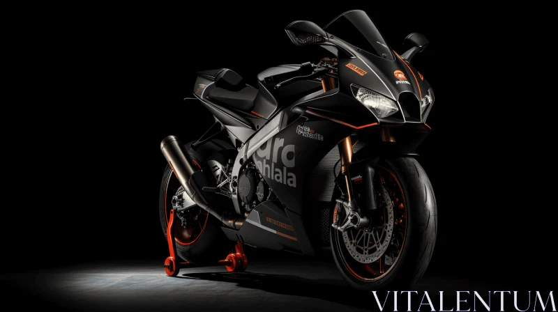 AI ART Captivating Black and Orange Motorcycle with Streamlined Design