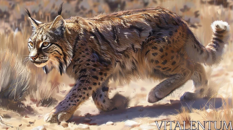 Graceful Lynx in Desert - Digital Painting AI Image