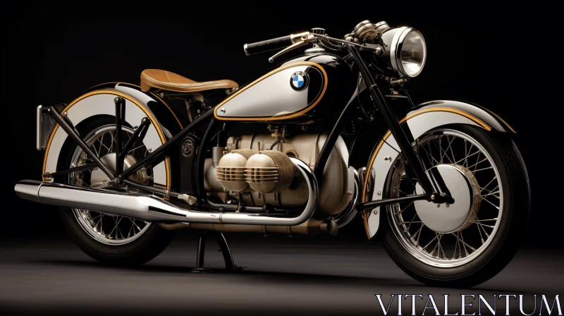 Vintage Black BMW Motorcycle on Dark Background AI Image