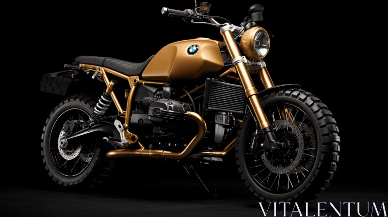 Captivating Gold Motorcycle Artwork on a Black Background AI Image