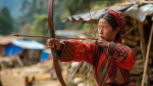 Ethnic Woman in Traditional Clothing | Forest Scene