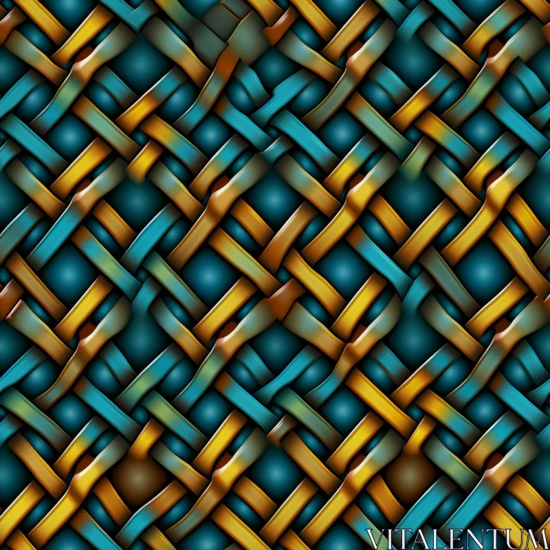 Woven Metallic Threads on Dark Blue Background AI Image