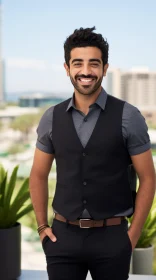 Young Middle Eastern Man in Business Attire Smiling