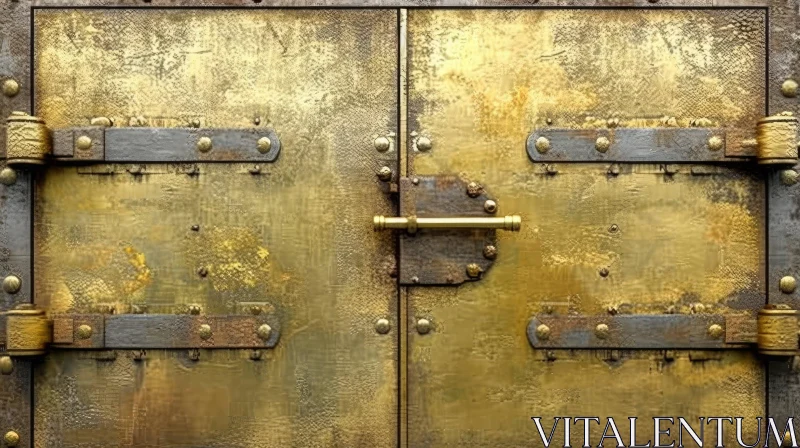 A Captivating Golden Door with Intricate Carvings AI Image