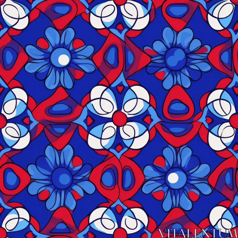 Colorful Floral Tiles Pattern Inspired by Portuguese Azulejos AI Image